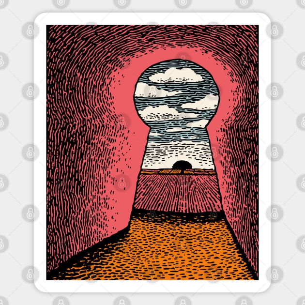 The Way Forward | Surreal Keyhole Landscape Magnet by TuncGK